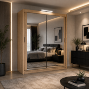 Chicago Sliding Mirror Wardrobe – 90cm, 120cm, 150cm, 180cm & 203cm