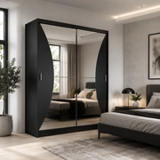 California Curved Mirror Sliding Wardrobe – 150cm & 203cm