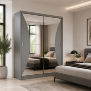 California Curved Mirror Sliding Wardrobe – 150cm & 203cm