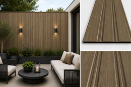 Wide Slat PVC Waterproof Wall Panels - Dark Oak - 240 x 30 (Pack of 8)