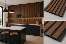 Linear PVC Waterproof Wall Panels - Walnut - 240 x 30 (Pack of 8)