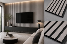 Linear PVC Waterproof Wall Panels - Light Grey - 240 x 30 (Pack of 8)