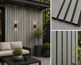 Linear Weatherproof Composite Outdoor Wall Panels - Grey - 240 x 16 (Pack of 12)