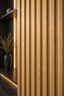 Premium Seamless Waterproof Wall Panels - Oak - 240 x 15 (Pack of 16)