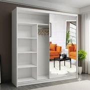 Houston White Sliding Mirror Wardrobe – Multiple Sizes