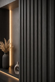 Premium Seamless Waterproof Wall Panels - Black - 240 x 15 (Pack of 16)