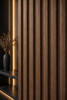 Premium Seamless Waterproof Wall Panels- Walnut - 240 x 15 (Pack of 16)