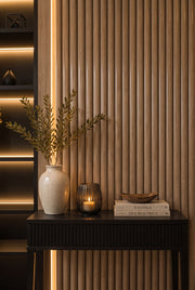 Premium Fluted Waterproof Wall Panels - Walnut - 240 x 15 (Pack of 12)