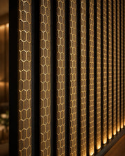 Honeycomb Acoustic Wall Panels - Brown & Gold - 240 x 60
