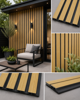 Linear Weatherproof Composite Outdoor Wall Panels - Oak - 240 x 16 (Pack of 12)