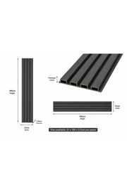 Premium Outdoor Wall Panels - Black - 180cm / 290cm (Pack of 6)