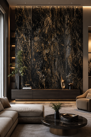 Large Marble Bathroom Wall Panels - Gold & Black Marble - 240 x 90 (Pack of 2)