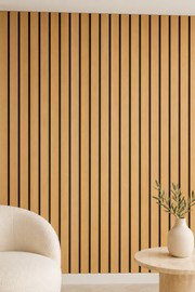 280cm Tall Acoustic Wall Panels - Oak - 280 x 60