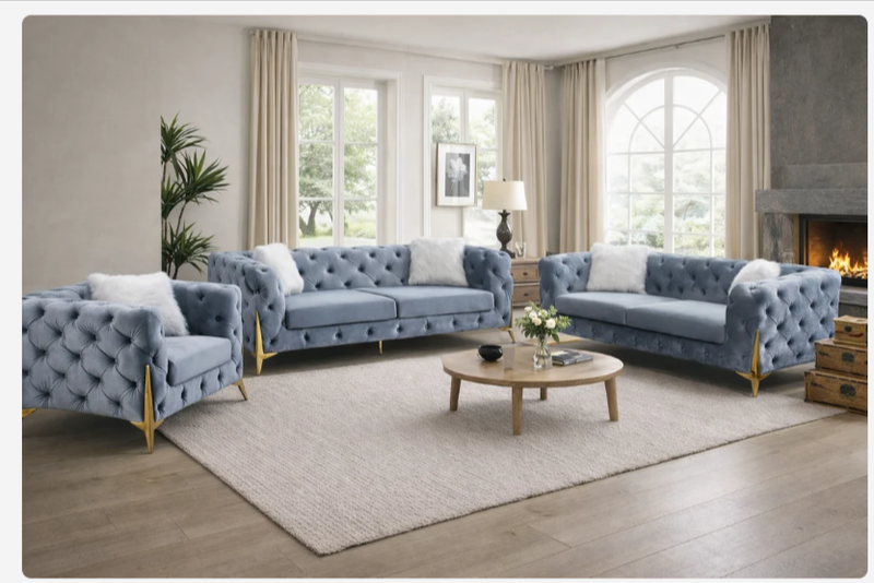 Paris Grey Shimmer Sofa (3+2+1)