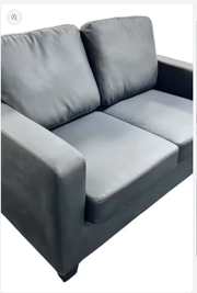 Lucy black PU two-seater angled view