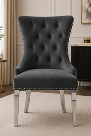Chelsea Dining Chair – Lion Knocker – Chrome Legs – Velvet – 62 x 60 x 96cm