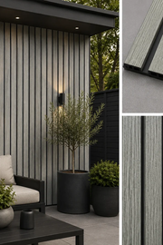 Linear Weatherproof Composite Outdoor Wall Panels - Grey - 240 x 16 (Pack of 12)