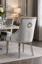 Jessica Chair – Ring Knocker – Chrome Legs – 55 x 55 x 95cm